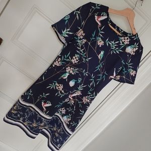 7th Avenue Bird Print Shift Dress